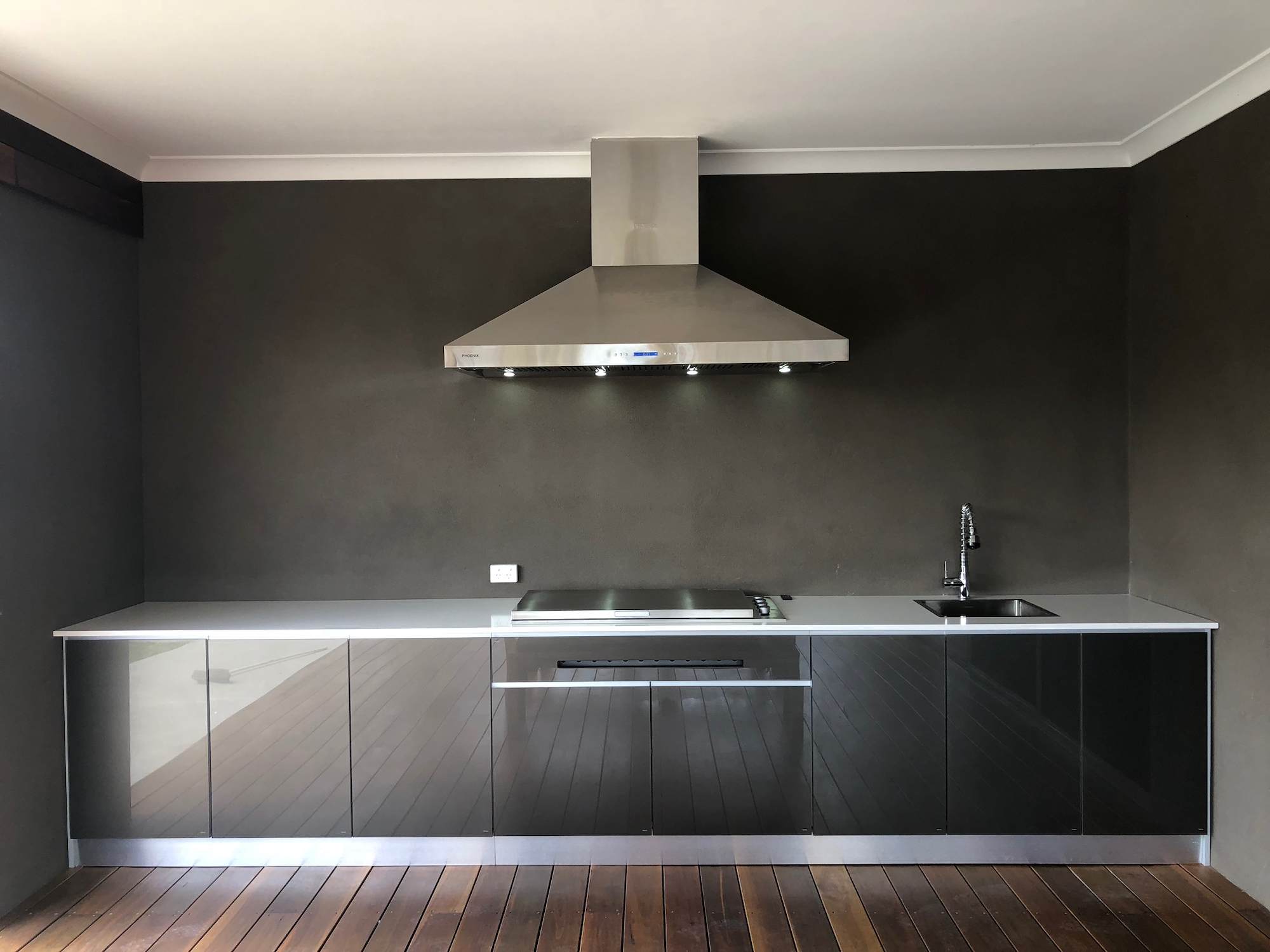 Aluminium cabinets 5mm titanium graphite doors Customer supplied own appliances and bench tops. Melbourne, VIC